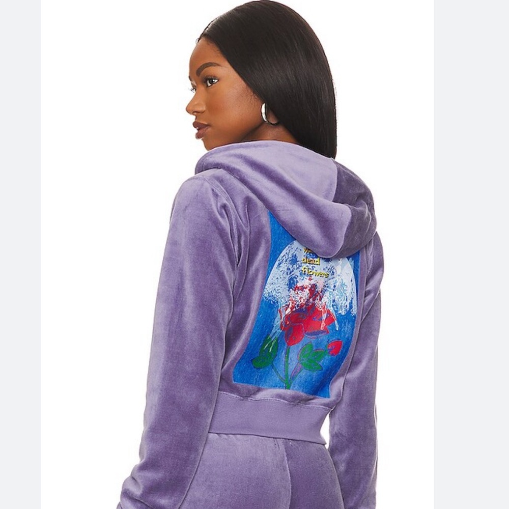 Boys Lie Purple Velvet Crop Zip-up